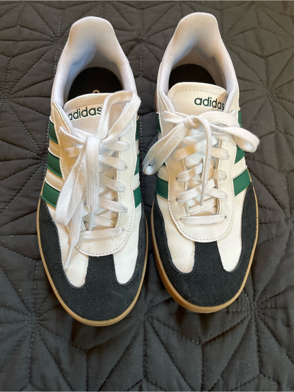 adidas White & Green Classic Suede Sneakers